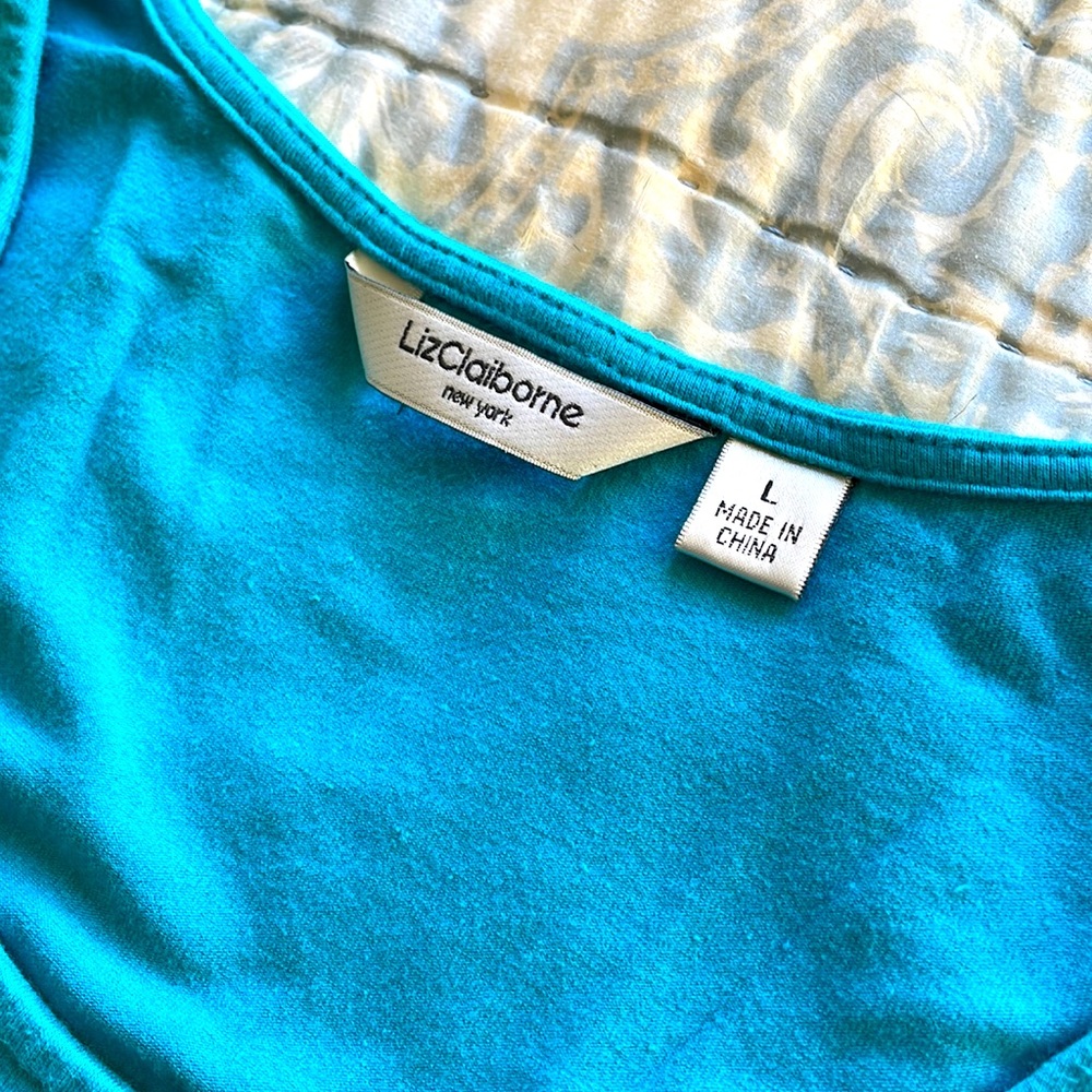 Liz Claiborne Sleeveless Cinched Teal Dress Size L - Picture 8 of 10